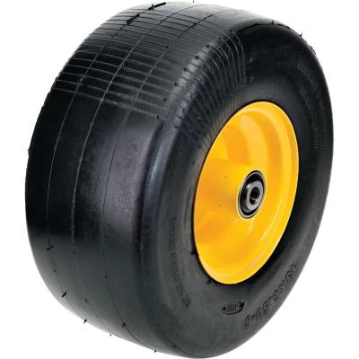 Solid Flat Free Tire Assembly 13X6.50-6 Smooth 5/8 Bore 5-3/4 Hub Yellow Bearings Compatible With