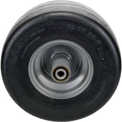 Rareelectrical - Zero Flat Wheel Assembly 13X6.50-6 Smooth 3/4 Bore 7-1/4 Hub Tapered Bearings Grease Zerk Compatible - Image 2