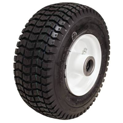 Zero Flat Foam Filled Wheel Assembly 9X3.50-4 Turf Rider 1 Inch Bore 2-1/4 Offset Hub White Steel