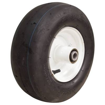 Zero Flat Foam Filled Wheel Assembly 13X5.00-6 Smooth 3/4 Bore 5-5/8 Hub White Steel Rim Compatible
