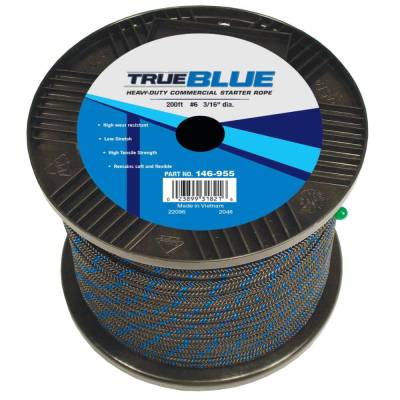 200 Ft True Blue Solid Braid Starter Rope #6 Size 3/16 In Diameter Compatible With Honda Gxv340