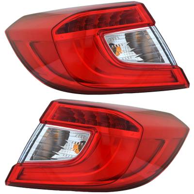 New Pair Of Outer Tail Lights Compatible With Honda Accord Hybrid Ex Sedan 4-Door 2018-2020 By Part