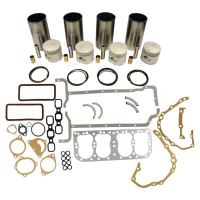 Engine Base Kit .090" Liners 3-Ring Pistons Rings Gaskets Seals Compatible With 1942-1952 Ford