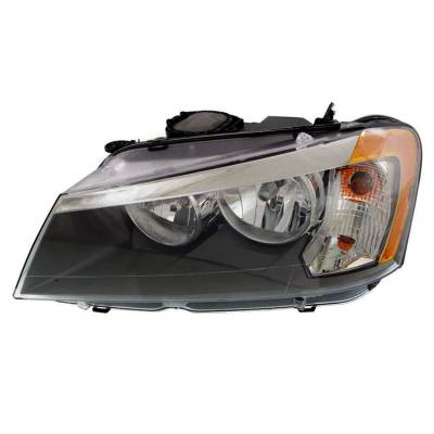 Left Driver Side Head Light Assembly Compatible With 2011-2014 Bmw X3 Sport Utility Halogen Clear