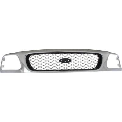 Chrome Grille Assembly 4Wd Compatible With 1997-1998 Ford F-150 Xl 4.6L (97-98) 5.4L (97-98) Xlt