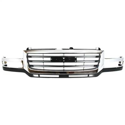 New Chrome/Painted Black Grille Assembly Compatible With Gmc Sierra 2500 Hd Sle 8 Cyl 6.6L Sierra