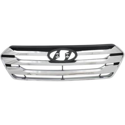 New Chrome Shell Grille Assembly Compatible With Hyundai Santa Fe Sport Base 4 Cyl 2.4L Santa Fe