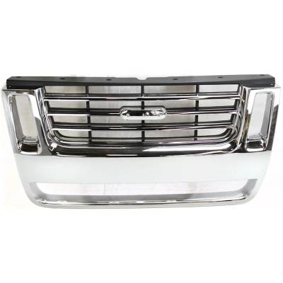 New Chrome/Black Insert Grille Assembly Compatible With Ford Explorer Eddie Bauer 8 Cyl 4.6L
