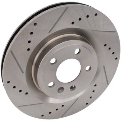Cross-Drilled And Slotted Brake Disc Compatible With Ford Mustang Gt 8 Cyl 5.0L Mustang Base 6 Cyl