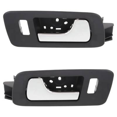 Front Driver And Passenger Side Interior Door Handle Fits 2005-2011 Cadillac Sts Beige Bezel Chrome