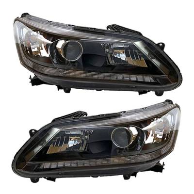 New Pair Of Halogen Headlight Compatible With Honda Accord Lx Sedan 2.4L 2013-2015 By Part Number