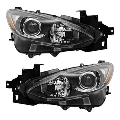 New Pair Of Halogen Headlight Compatible With Mazda 3 S Hatchback 4-Door 2014-2016 By Part Number