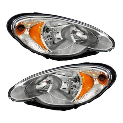 New Pair Of Halogen Headlight Compatible With Chrysler Pt Cruiser Gt Wagon 2006-2007 By Part Number