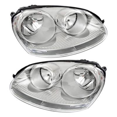 New Pair Of Halogen Headlight Compatible With Volkswagen Rabbit S Hatchback 2008-2009 By Part Number