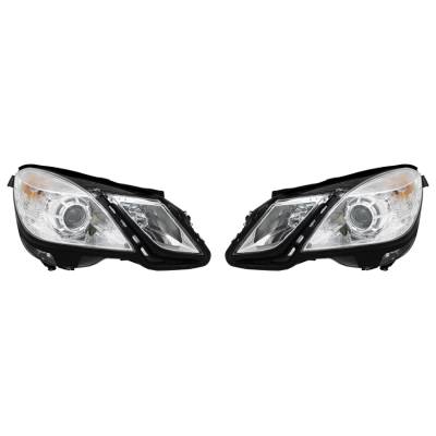 New Pair Of Halogen Headlight Compatible With Mercedes Benz E350 Wagon 2011-2013 By Part Number