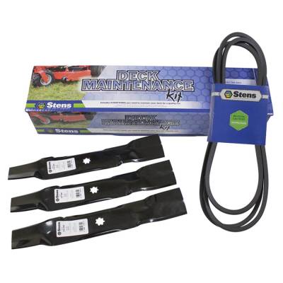 Mower Deck Maintenance Kit 48" Drive Belt And Hi-Lift Blades Compatible With John Deere D140 D150